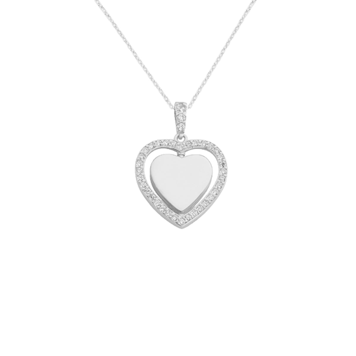 Kardelen Herz Zirkonia Gravurkette Rotate - 925 SILBER
