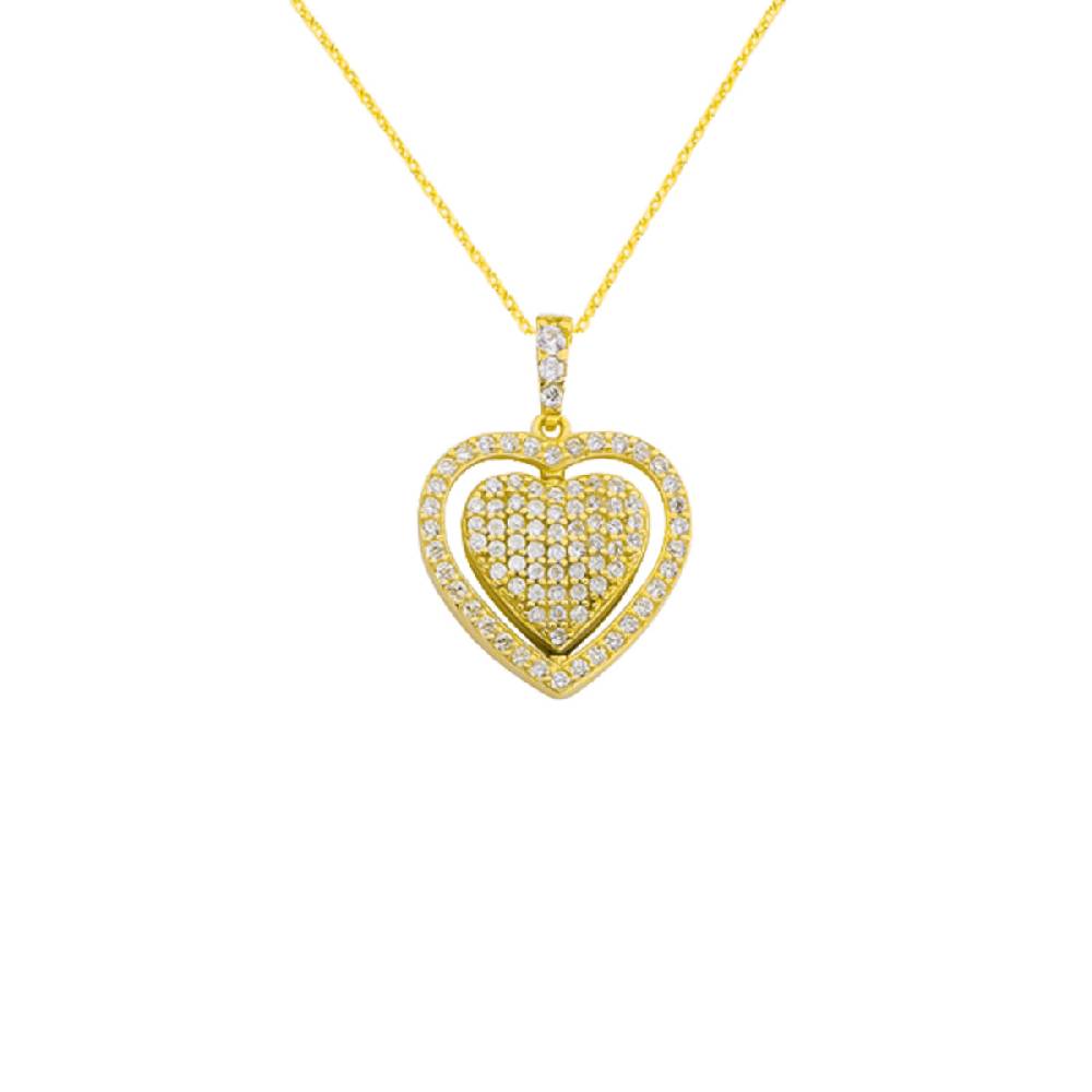 Kardelen Herz Zirkonia Gravurkette Rotate - 925 SILBER