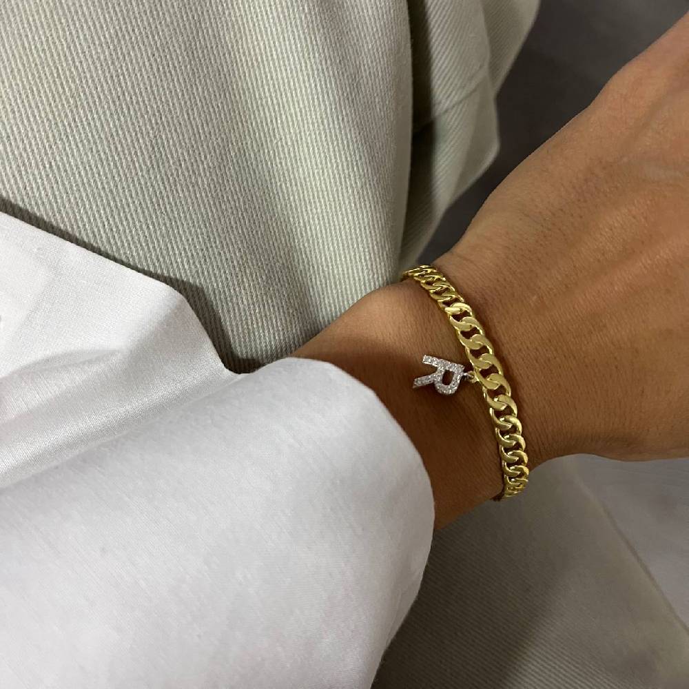 Kardelen Initial Zirkonia Buchstaben Armreif - 925 SILBER