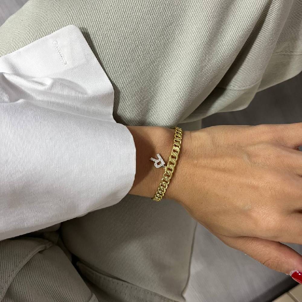 Kardelen Initial Zirkonia Buchstaben Armreif - 925 SILBER