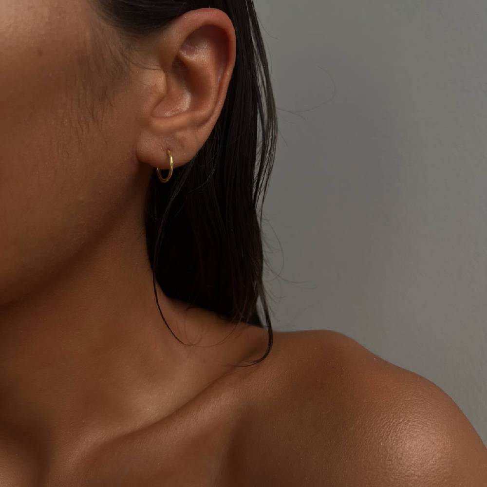 Kardelen 10mm Plain Hoop Earrings