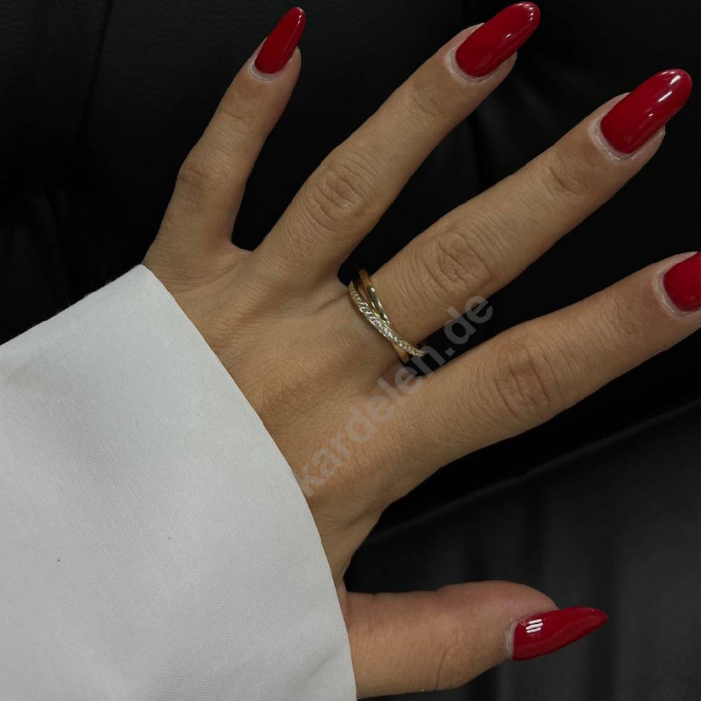 Kardelen 14K Gold Circle Zirkonia Ring