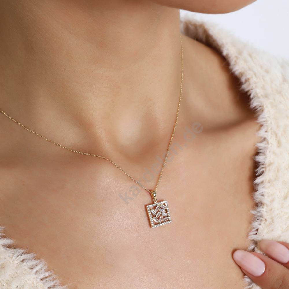 Kardelen 14K GOLD MINA ZIRKONIA HALSKETTE