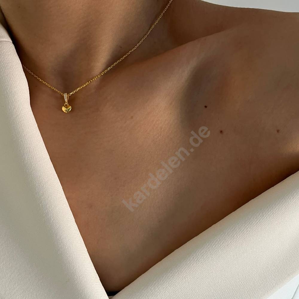 Kardelen 14K GOLD MIYA HERZ HALSKETTE