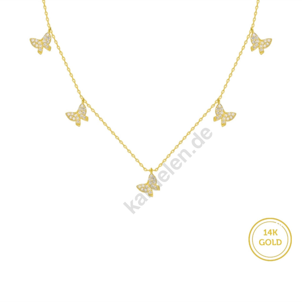 Kardelen 14K GOLD SCHMETTERLING- HALSKETTE