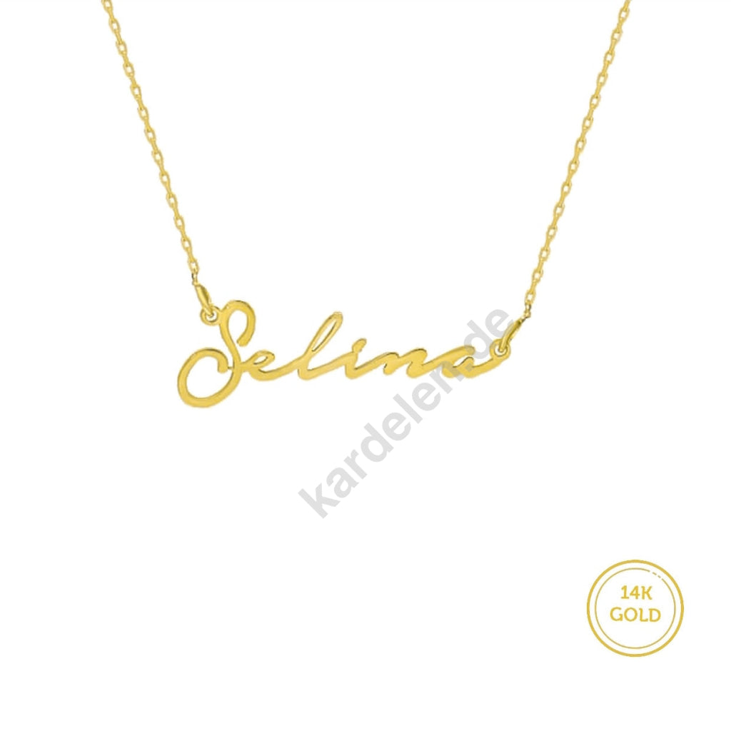 Kardelen 14K GOLD SIGNATUR KETTE - WAAGERECHT