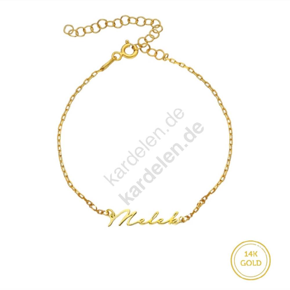 Kardelen 14k Gold Signatur Namens Armkette