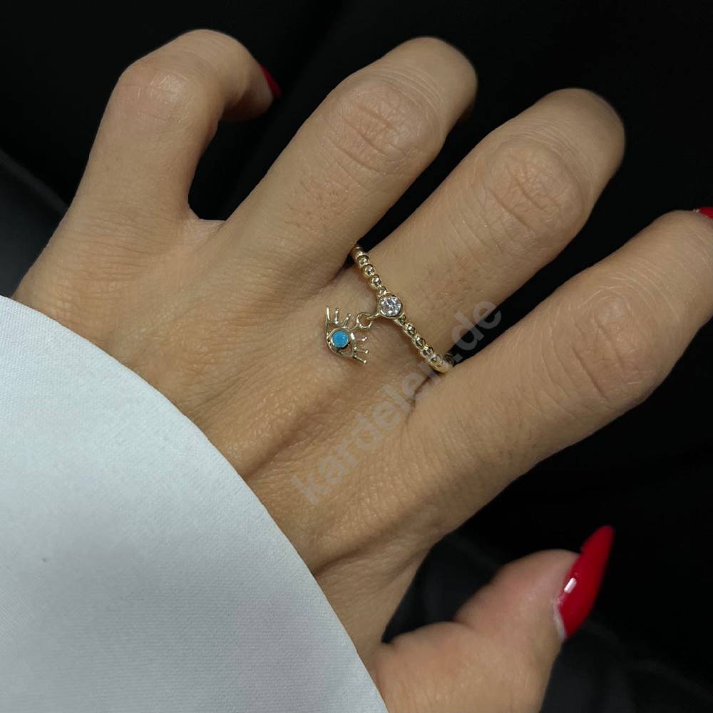 Kardelen 14K GOLD STONE RING MIT AUGE