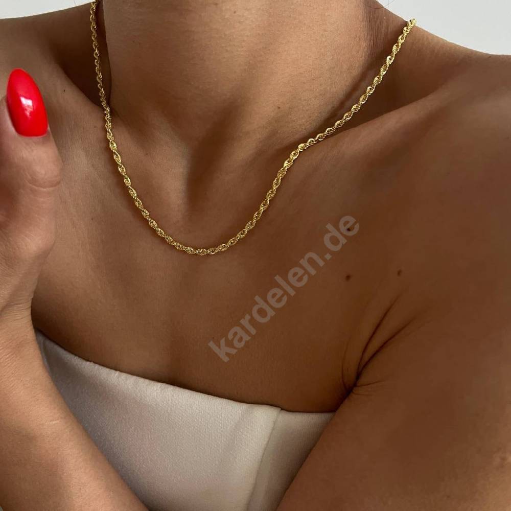 Kardelen 14k Gold Wirbel Halskette