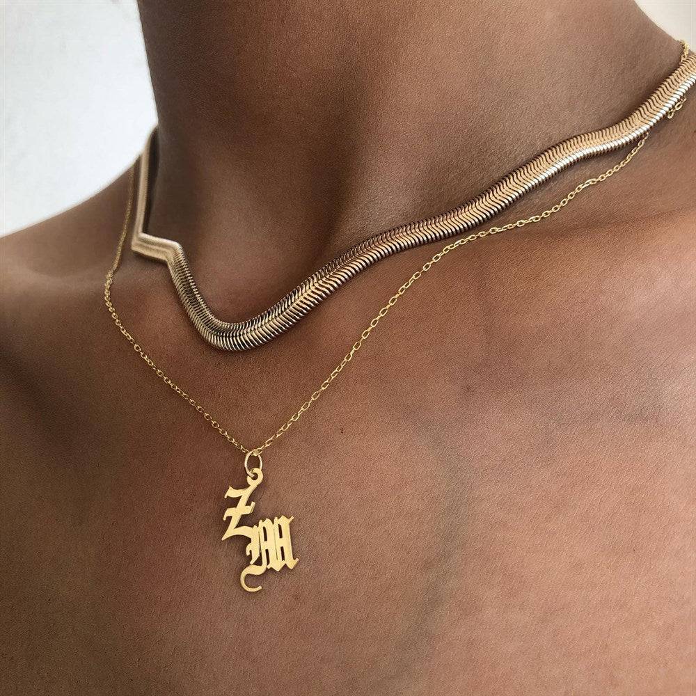 Kardelen 2er Buchstabenkette Gothic - 925 SILBER