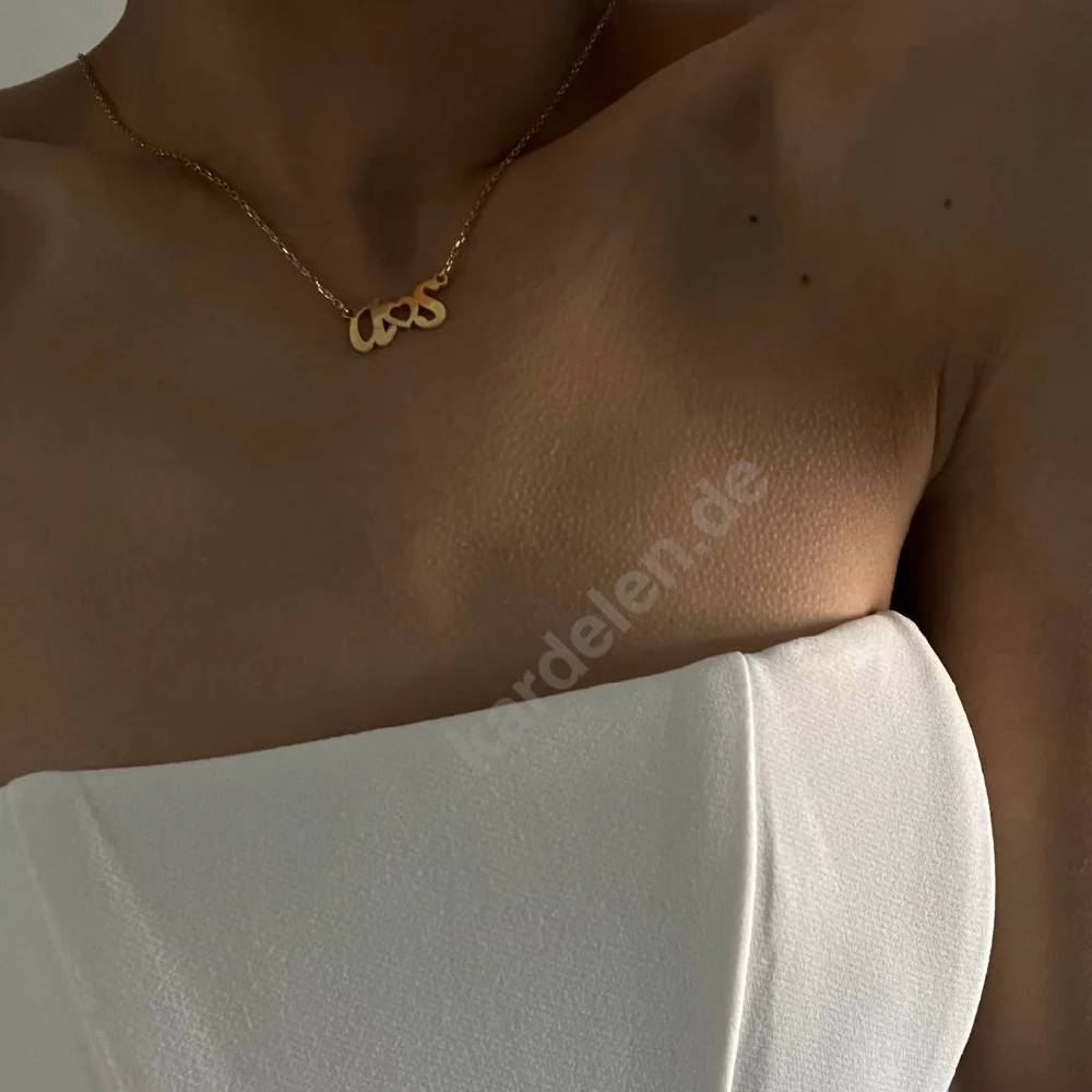 Kardelen 2er Herz Buchstabenhalskette - 925 SILBER