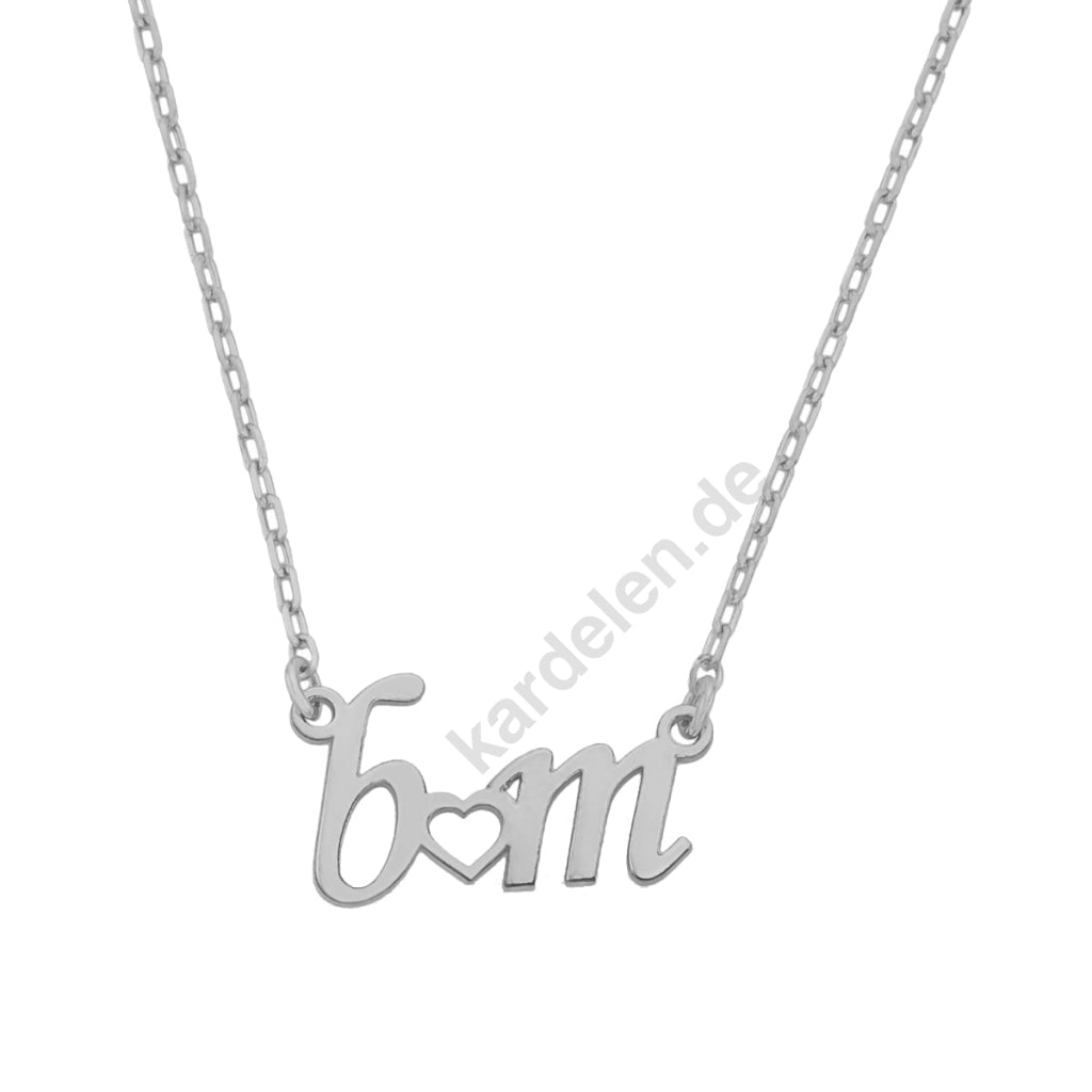 Kardelen 2er Herz Buchstabenhalskette - 925 SILBER