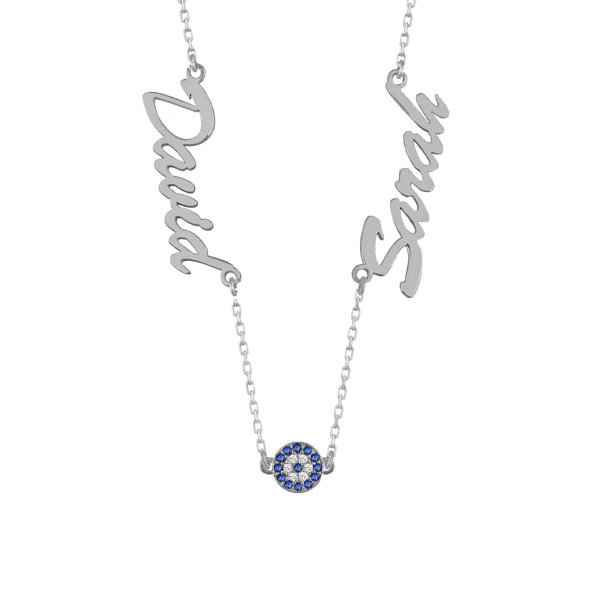 Kardelen 2er Namenskette Mit Nazar - 925 SILBER