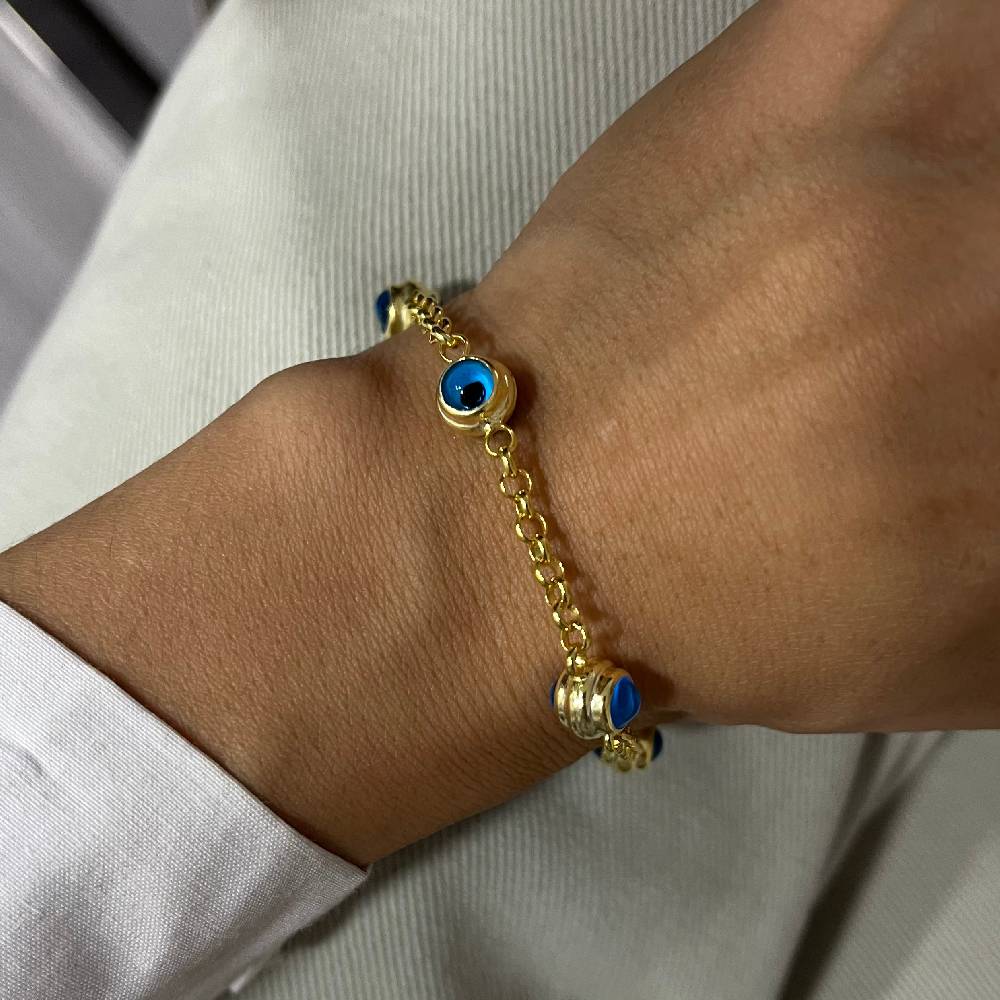 Kardelen 3er Nazar Armkette - 925 SILBER