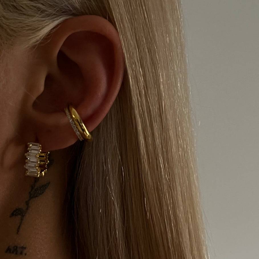 Kardelen Baguette Round Ohrring - 925 SILBER