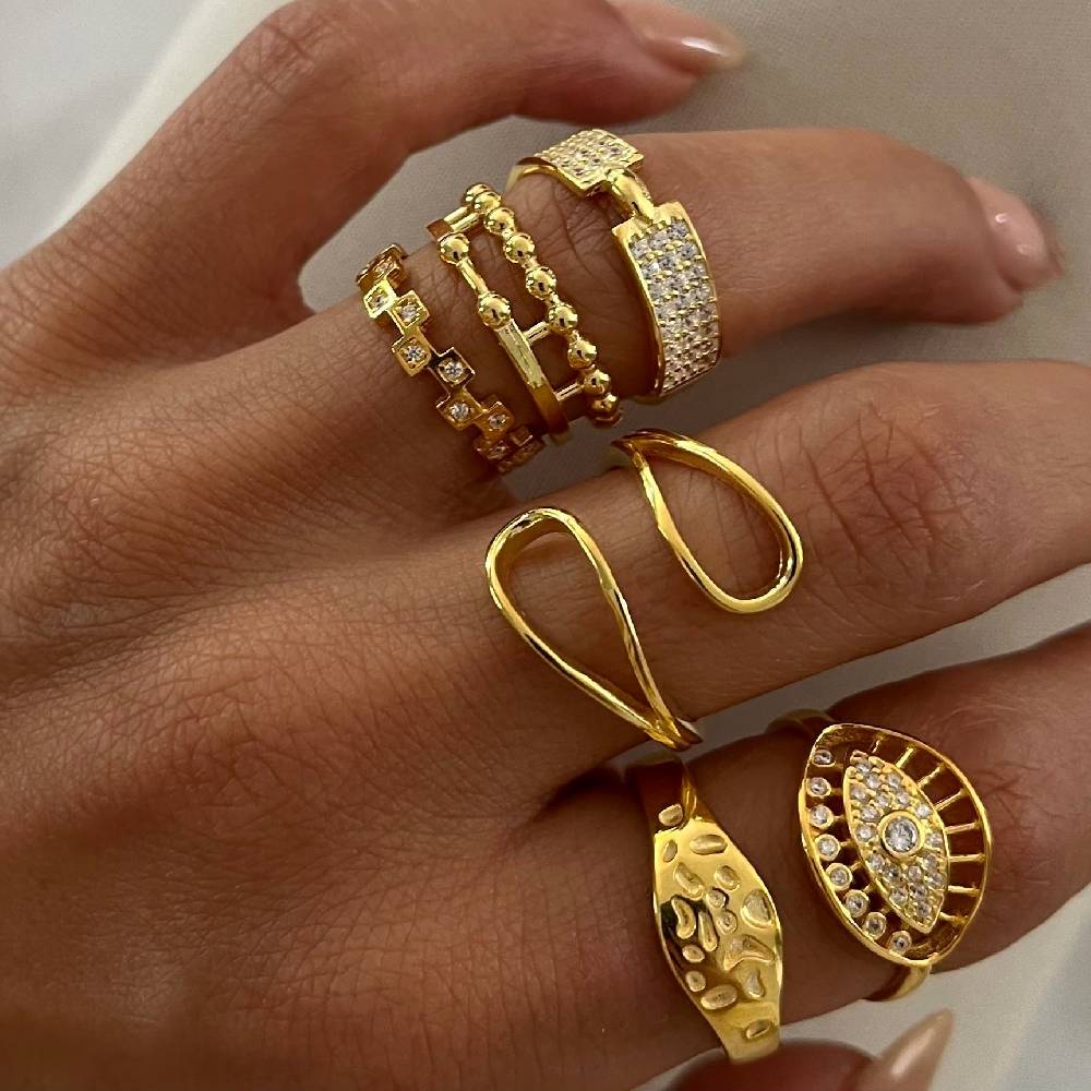 Kardelen Big Zirkonia Augen Ring - 925 SILBER