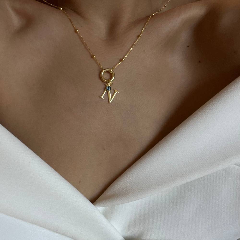 Kardelen Buchstaben Chain Mit Nazar - 925 SILBER