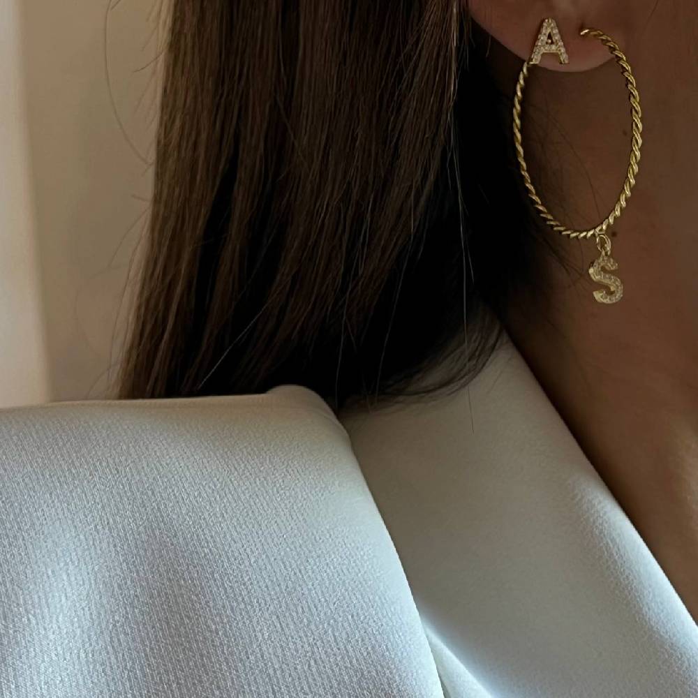 Kardelen Buchstaben Creolen Ohrring - 925 SILBER