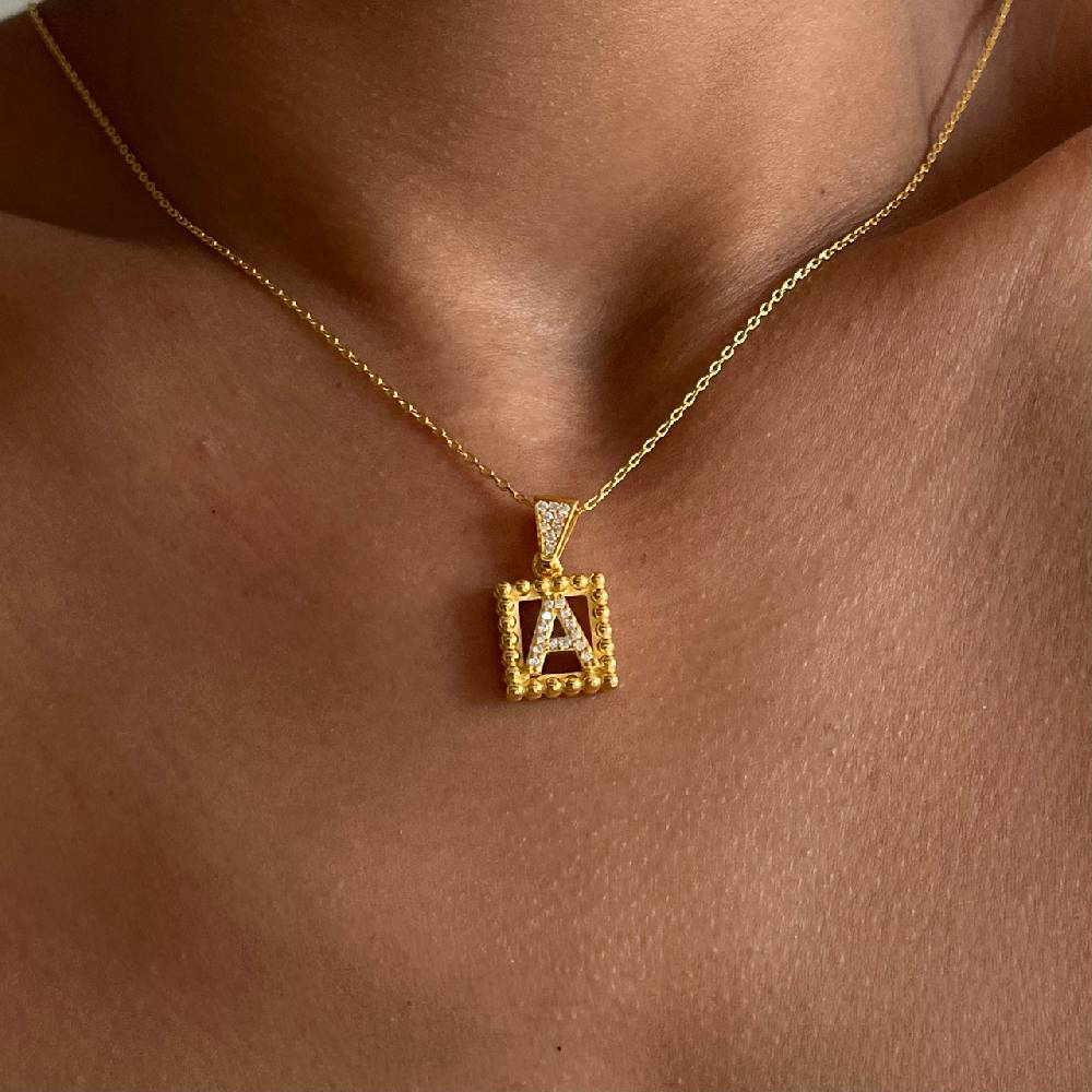 Kardelen Buchstaben Kette Mit Zirkonia - 925 SILBER