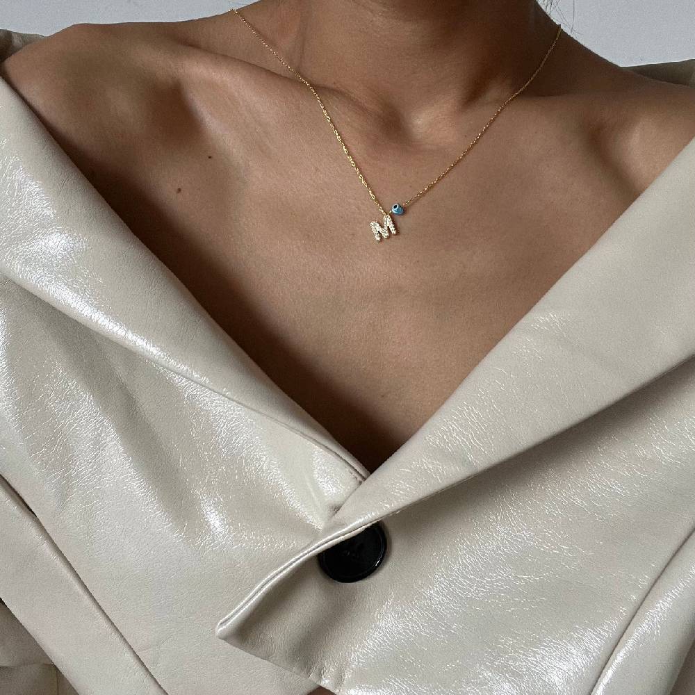 Kardelen Buchstabenkette Mit Nazar - 925 SILBER