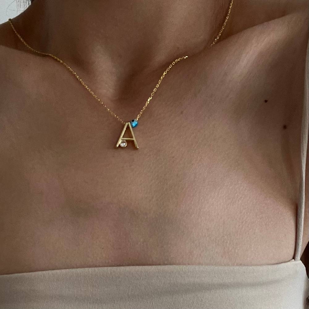 Kardelen Buchstabenkette Mit Nazarauge - 925 SILBER