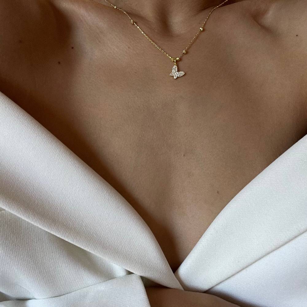 Kardelen BUTTERFLY BALL HALSKETTE - 925 SILBER