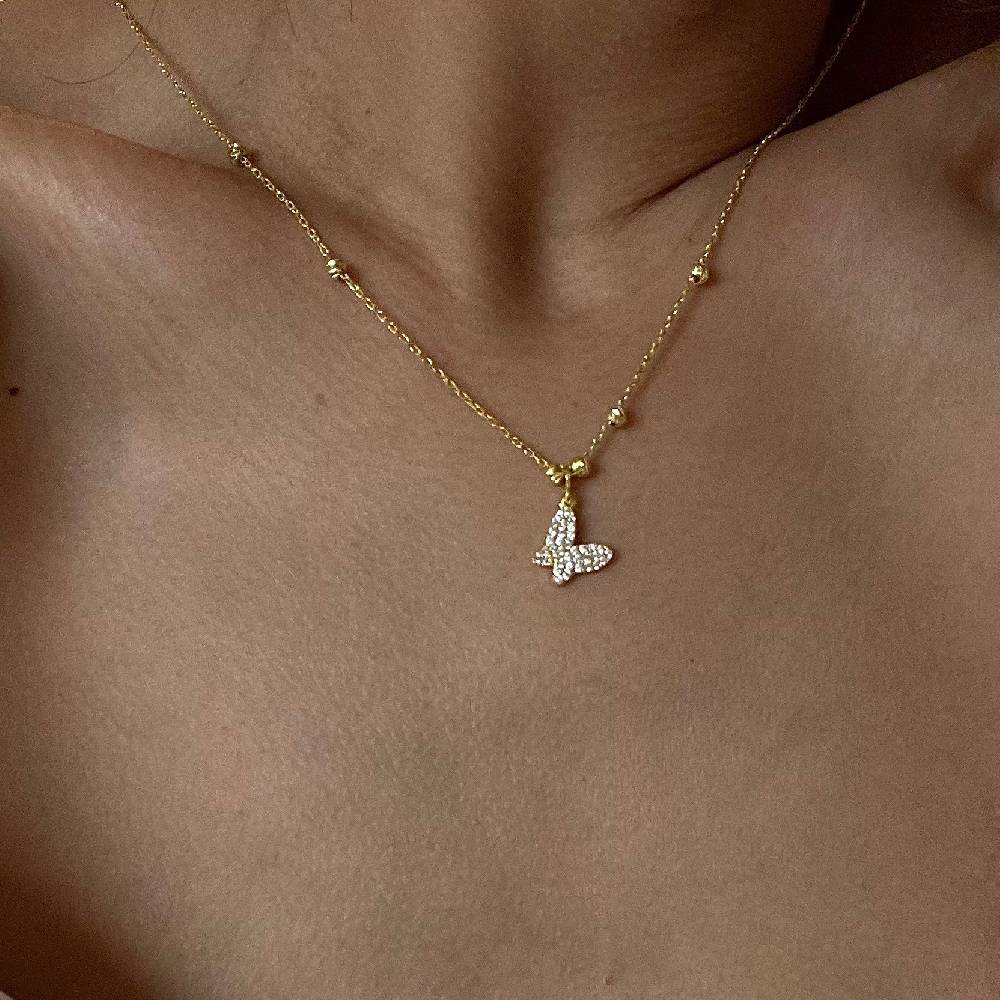 Kardelen BUTTERFLY BALL HALSKETTE - 925 SILBER