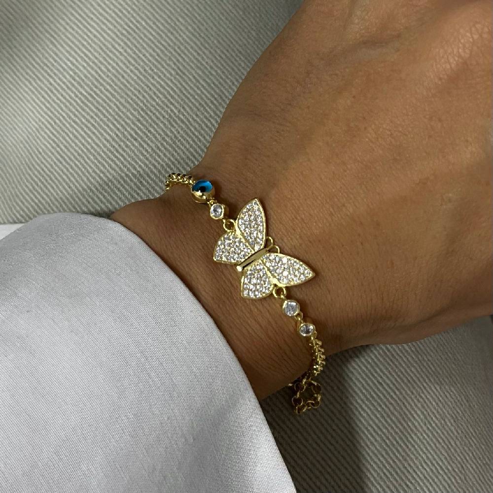 Kardelen Butterfly Nazar Armkette - 925 SILBER
