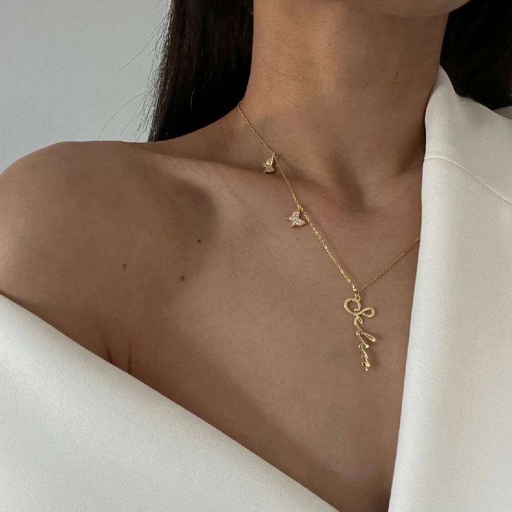 Kardelen Butterfly X Signatur Kette - 925 SILBER