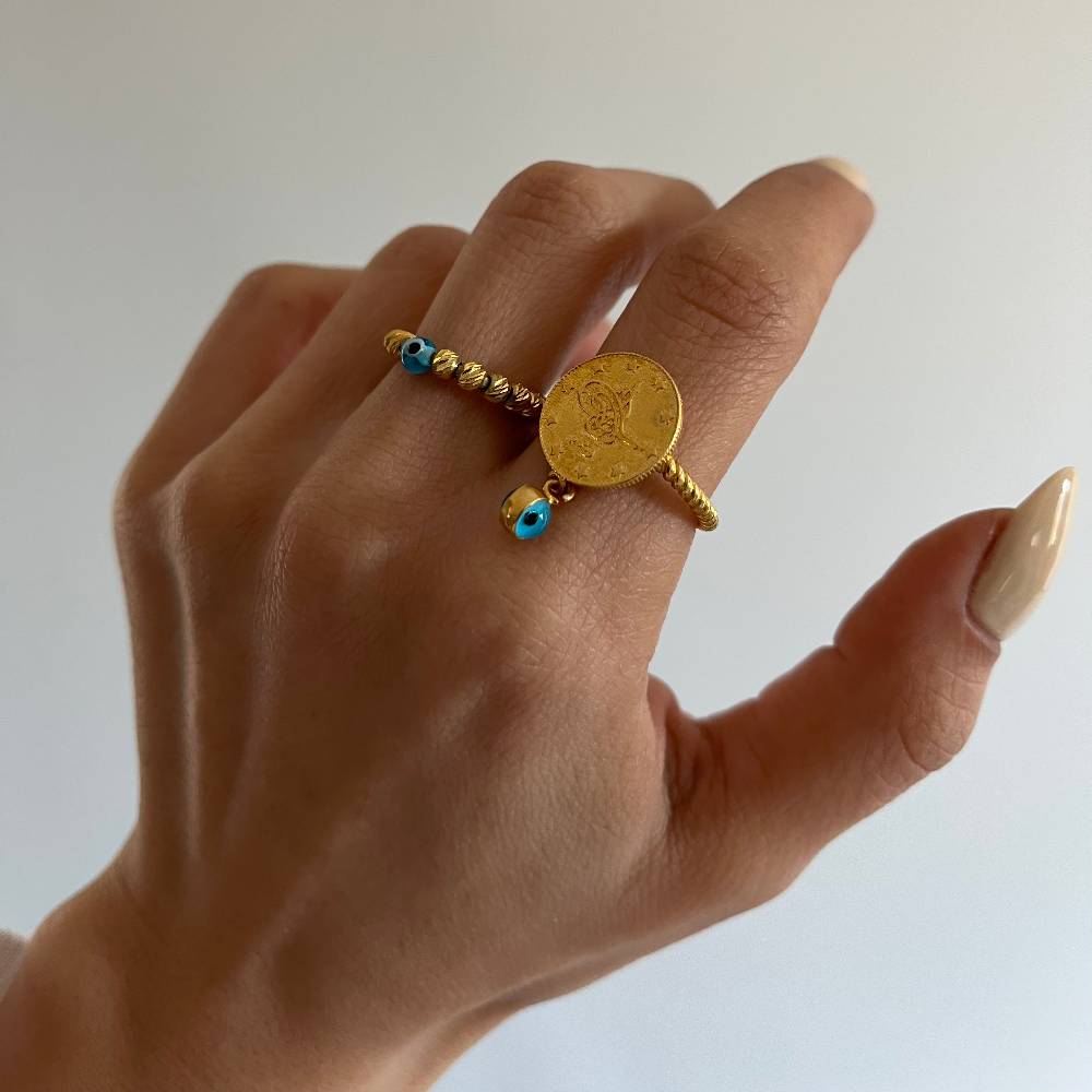 Kardelen Ceyrek Ring Mit Nazar - 925 SILBER