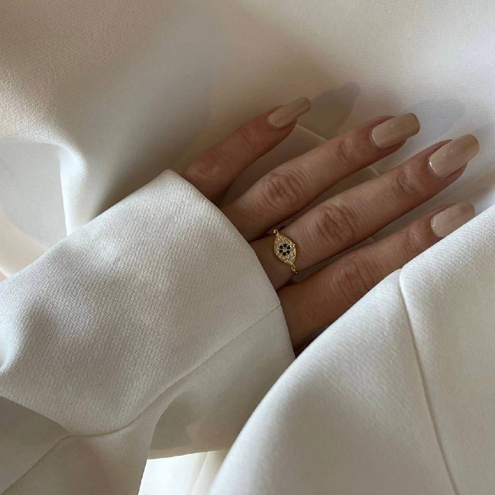 Kardelen CHAIN RING NAZAR ZIRKONIA - 925 SILBER