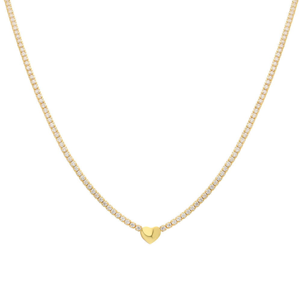 Kardelen Chain Strass herzkette - 925 SILBER