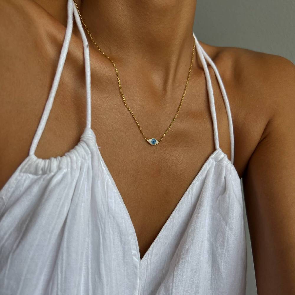 Kardelen COLORFULL MINI EYE NECKLACE - 925 SILBER