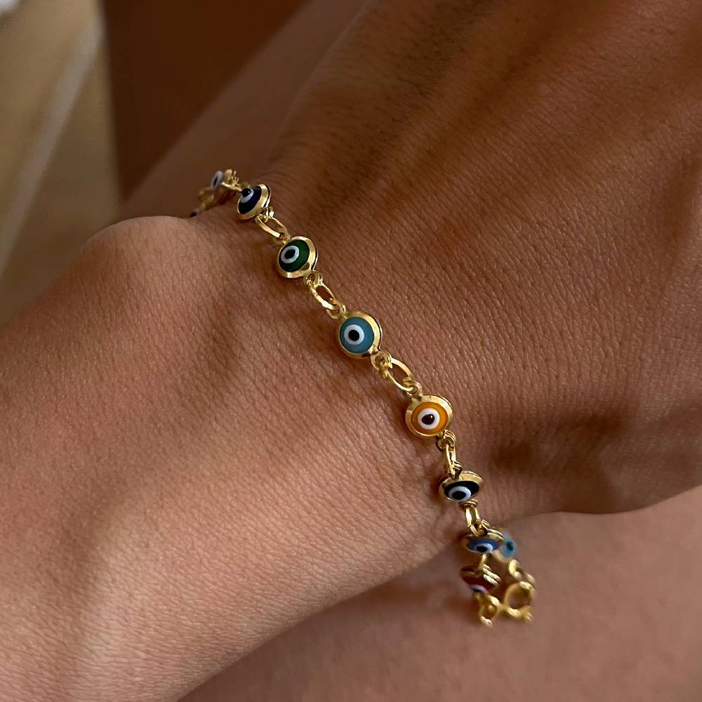 Kardelen Colorfull Mini Nazar Armkette - 925 SILBER