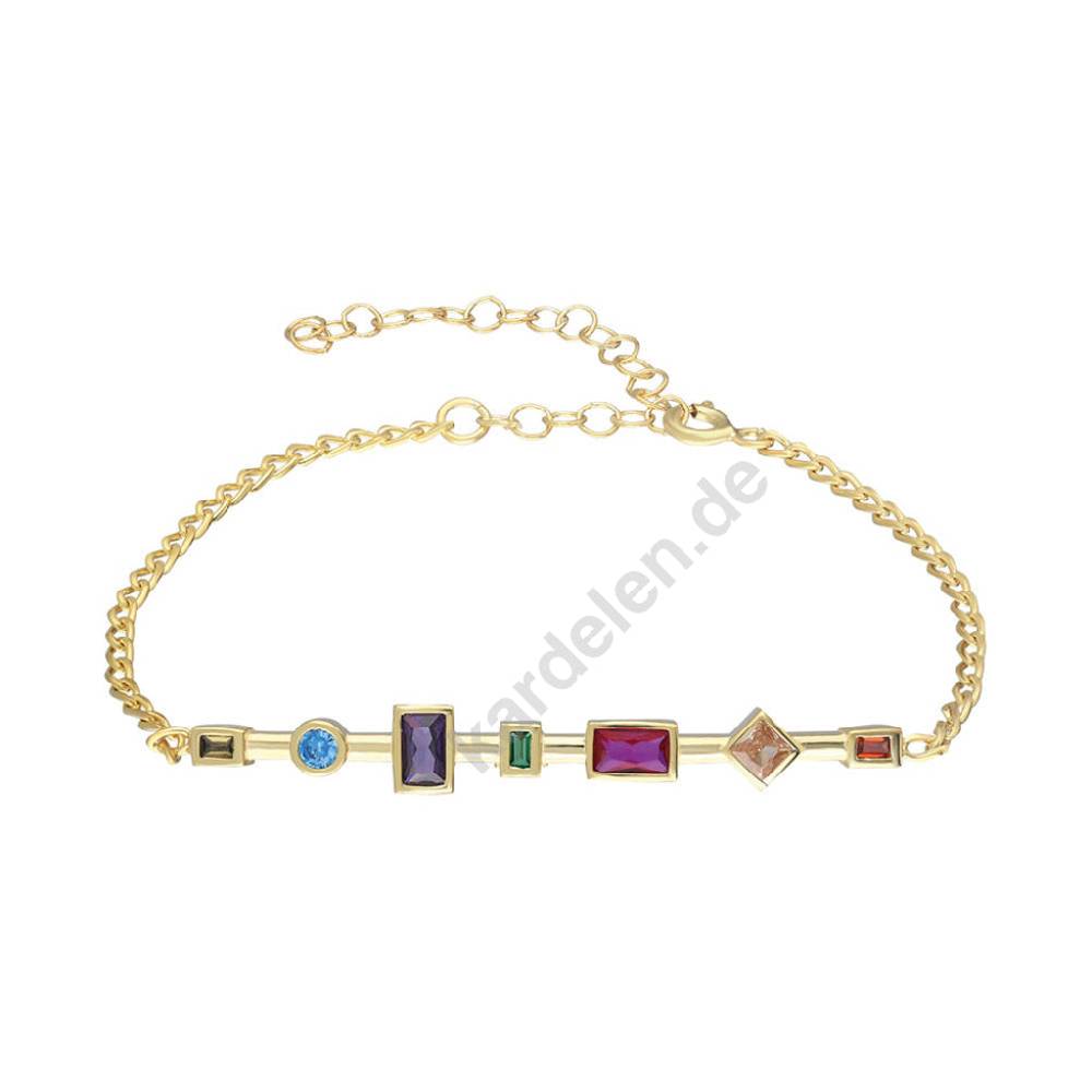 Kardelen Colorfull Stein Armkette - 925 SILBER