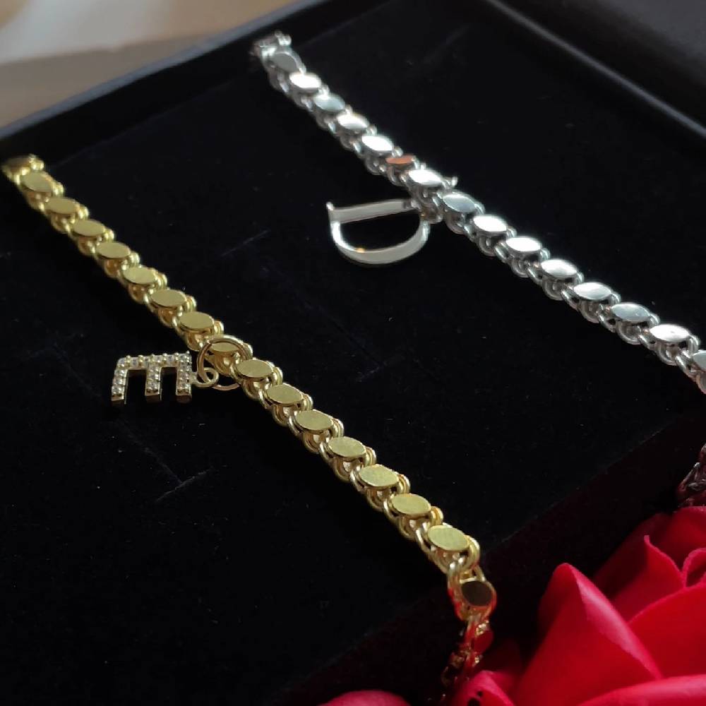 Kardelen COUPLE GERSTEN LETTER BRACELET - 925 SILBER