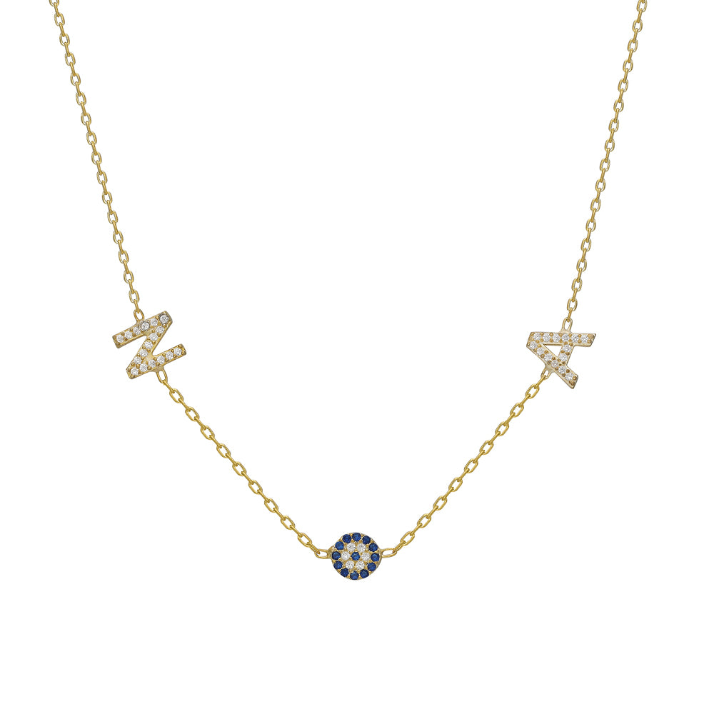 Kardelen DUO INITIALEN NAZAR NECKLACE - 925 SILBER