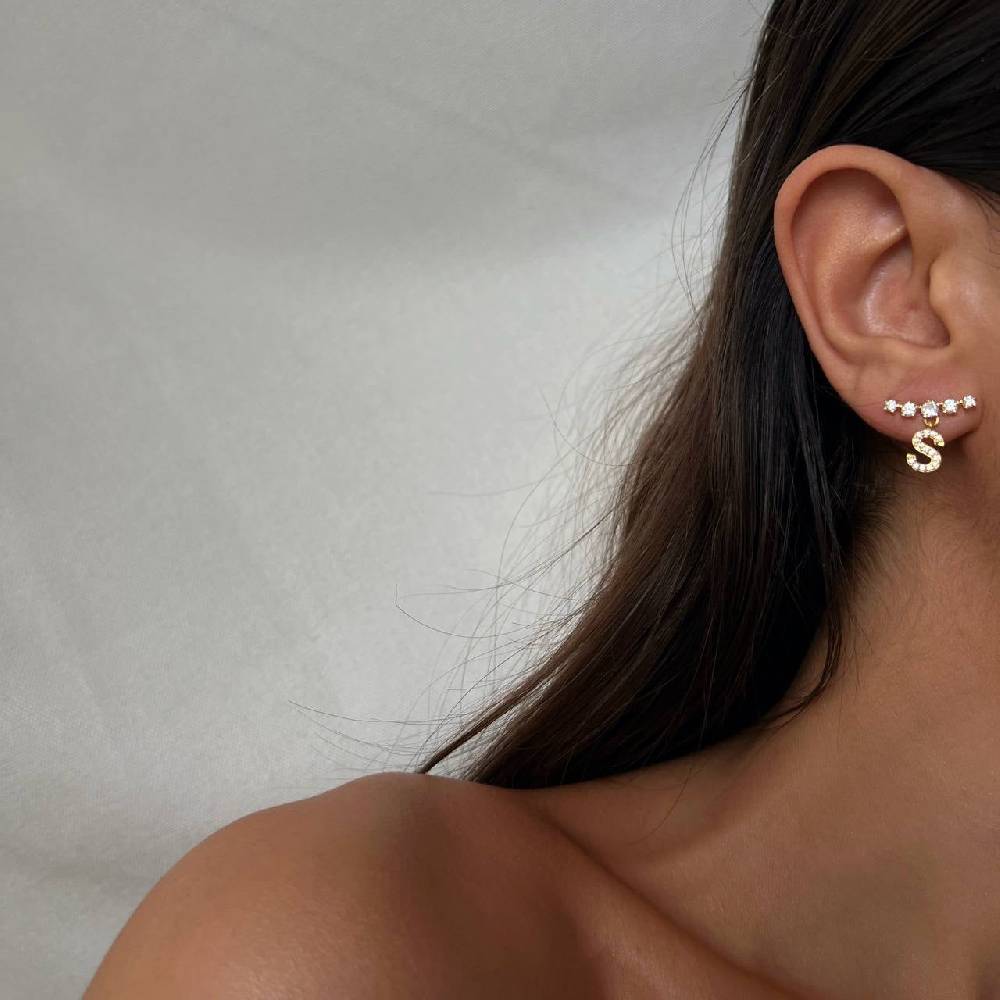 Kardelen Estee Mit Initialen Ohrring - 925 SILBER