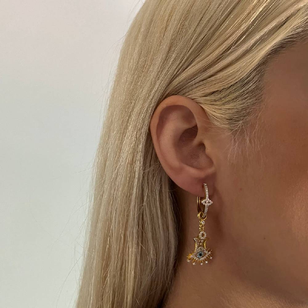 Kardelen Eye Effect Star Single Ohrring - 925 SILBER