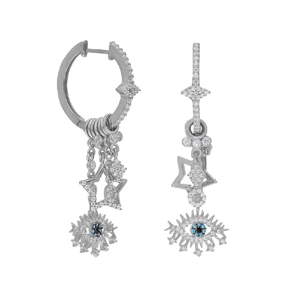 Kardelen Eye Effect Star Single Ohrring - 925 SILBER