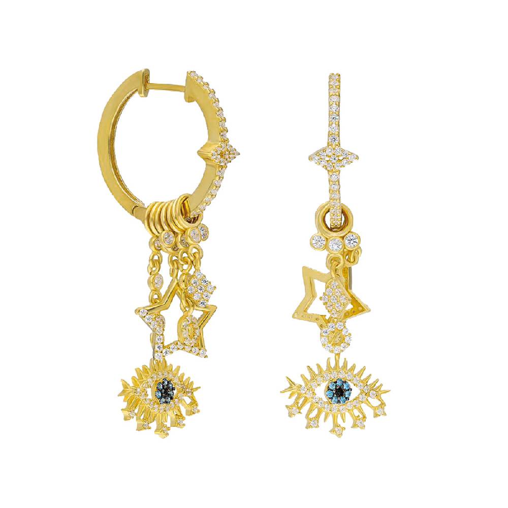 Kardelen Eye Effect Star Single Ohrring - 925 SILBER