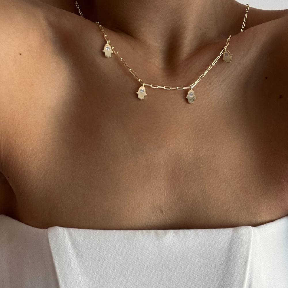 Kardelen Fatimas Hand Chocker Kette - 925 SILBER