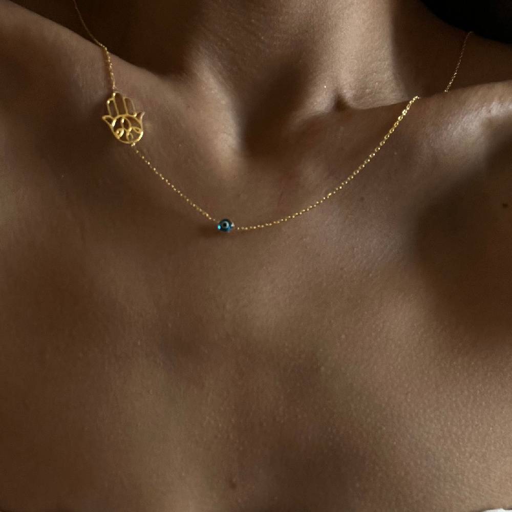 Kardelen FATIMAS HAND KETTE MIT NAZAR - 925 SILBER