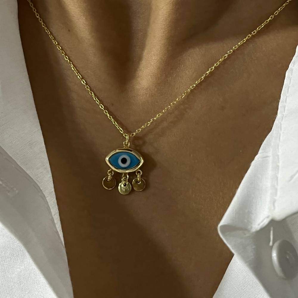 Kardelen Firuze Dark Blue Eyes Necklace - 925 SILBER