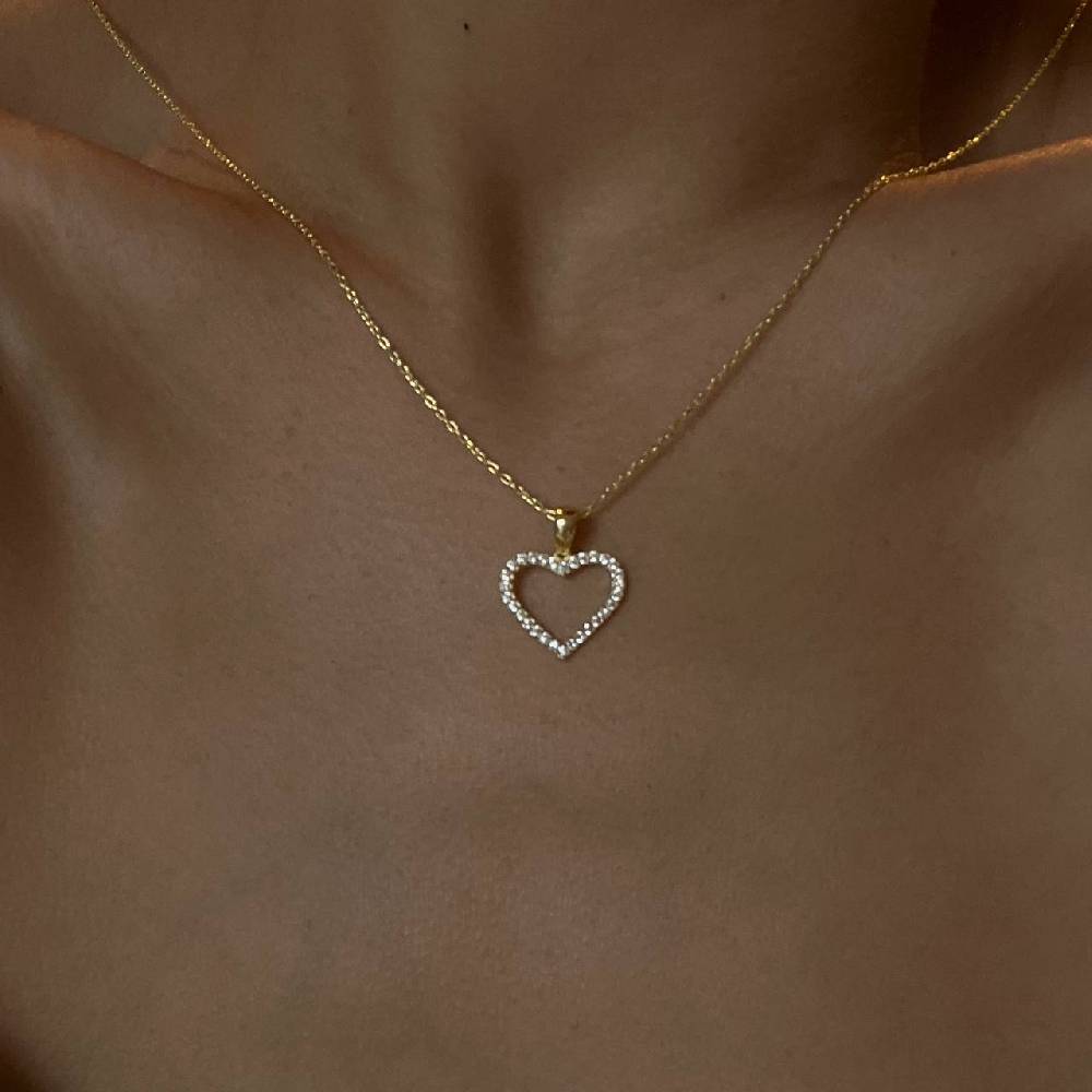 Kardelen Full Zirkonia Herz Kette - 925 SILBER