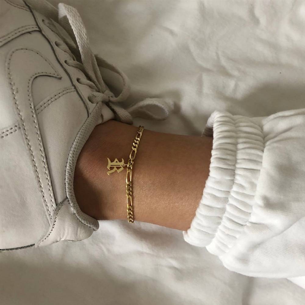 Kardelen FUSSKETTE Mit Initalien - 925 SILBER