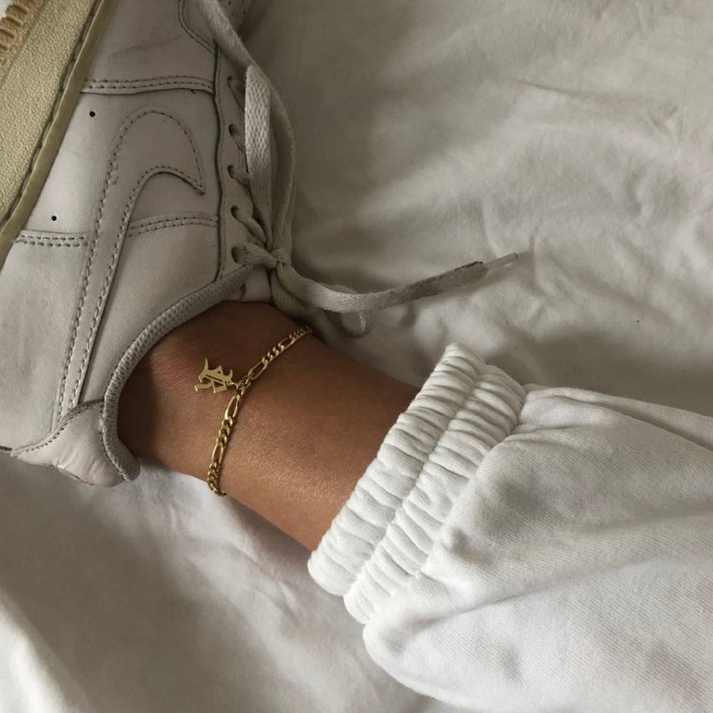 Kardelen FUSSKETTE Mit Initalien - 925 SILBER