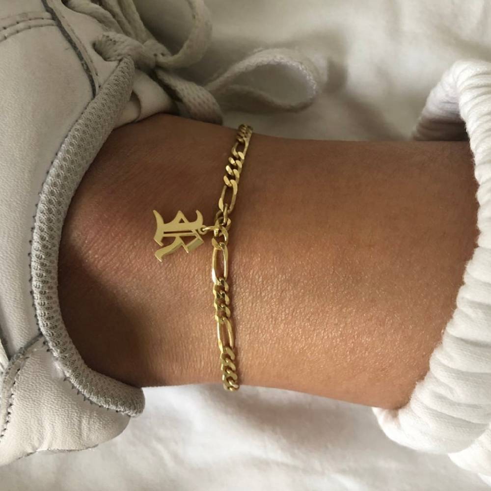 Kardelen FUSSKETTE mit Initalien - 925 SILBER