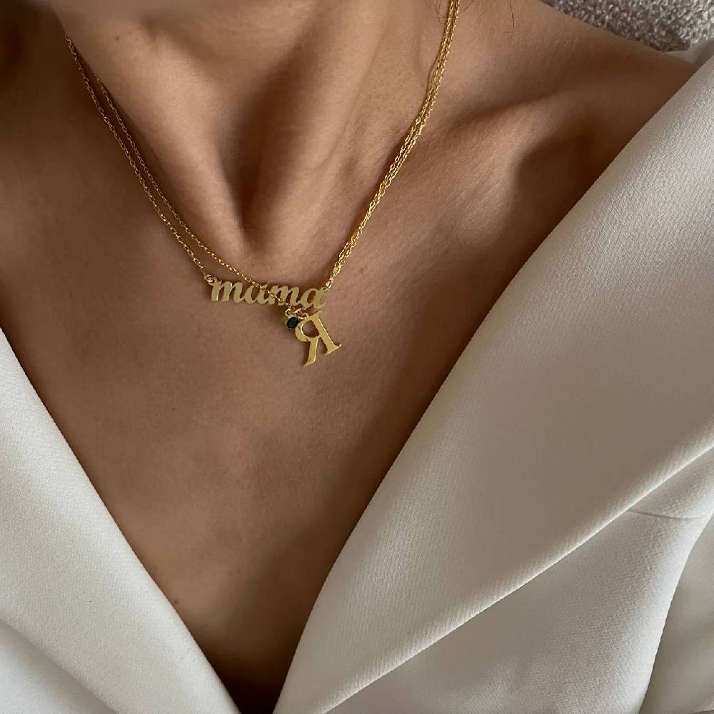 Kardelen GEBURTSSTEIN INITIAL HALSKETTE - 925 SILBER