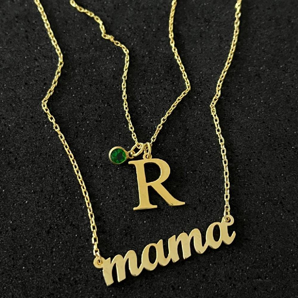 Kardelen GEBURTSSTEIN INITIAL HALSKETTE - 925 SILBER